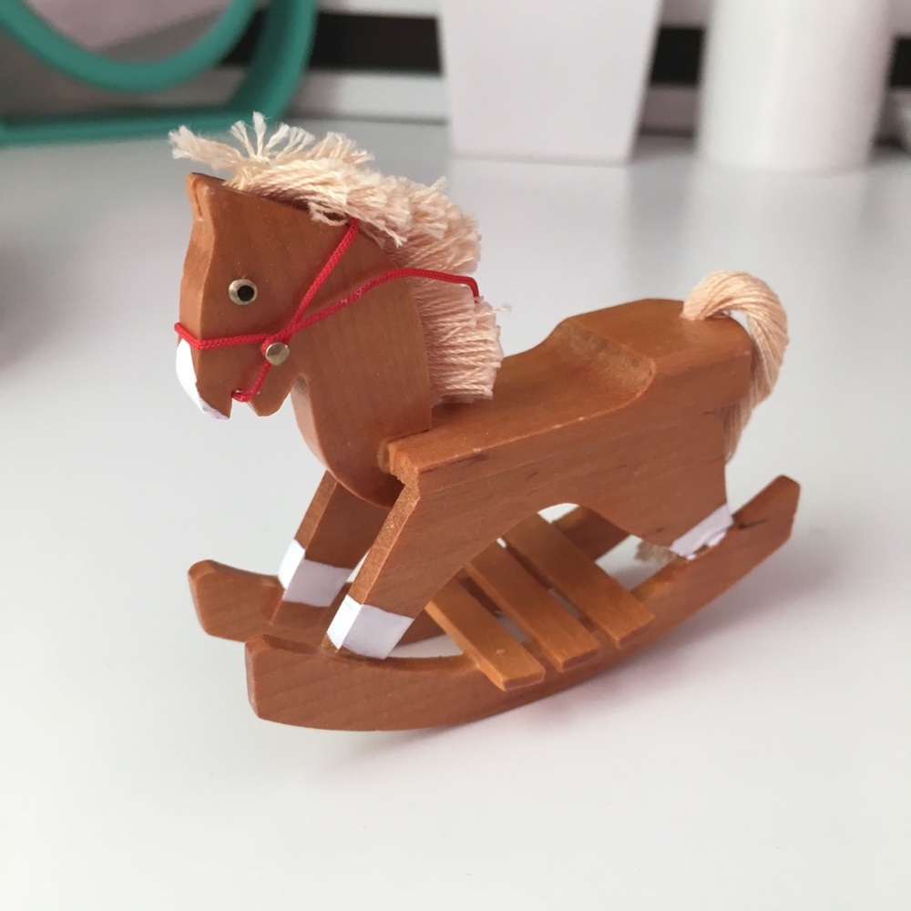 Miniature wooden rocking horse
